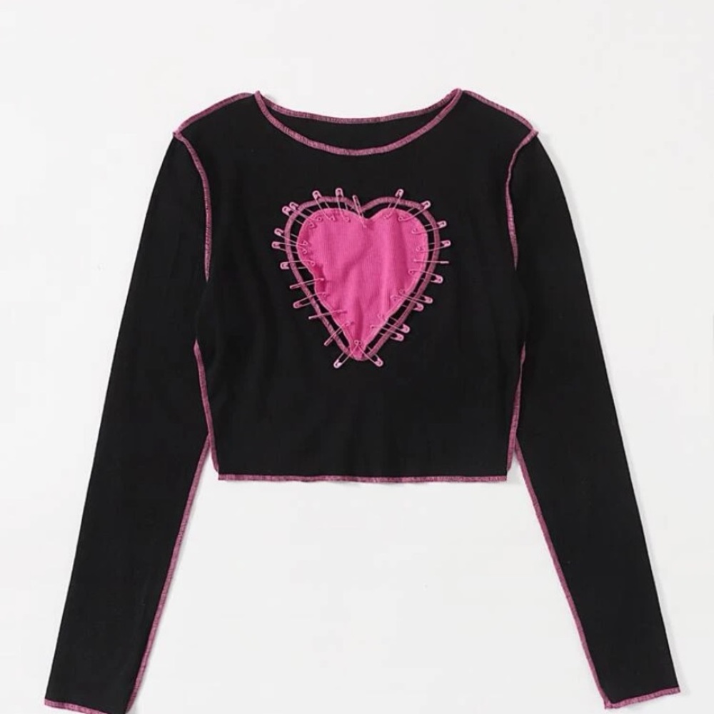 Black and pink long sleeve crop super cute NWOT